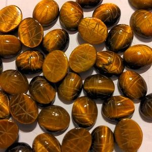 50: 10x8mm Tiger Eye Scarab Cabochons